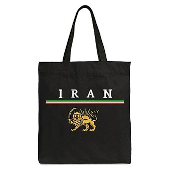 Iran Lion and Sun Flag Canvas Tote Bag, Persian Heritage Pride Gift Shopper