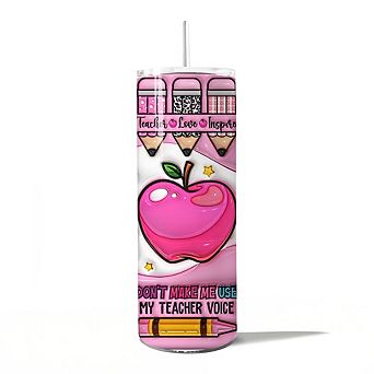 Pink Teacher Life 20oz Tumbler With Stainless Steel Straw, Educator Appreciation Gift