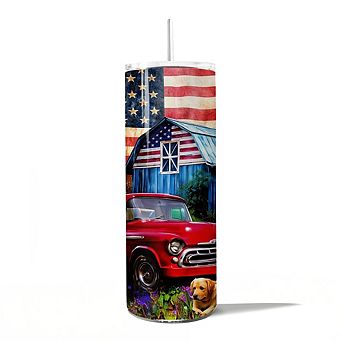 Rustic Old Red Truck and Country Barn 20oz Tumbler With Lid and Stainless Steel Straw
