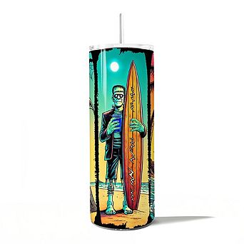 Frankenstein's Summer Beach Vacation 20oz Tumbler With Lid and Stainless Steel Straw