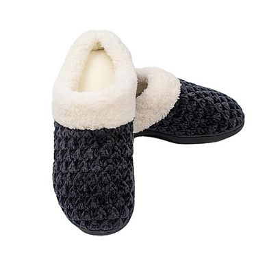 Roxoni Women's Timeless Knitted Pattern Fur Slippers Soft, Stylish & Cozy for Indoor/Outdoor Wear