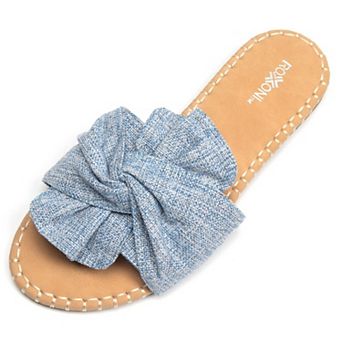 Roxoni Women’s Open-Toe Slide Sandals Comfortable Indoor/Outdoor Summer Slippers