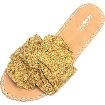 Roxoni Women’s Open-Toe Slide Sandals Comfortable Indoor/Outdoor Summer Slippers