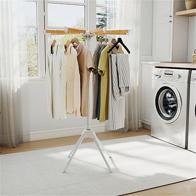 Foldable Clothes Drying Rack 40 Hanger Slots Indoor Laundry Stand