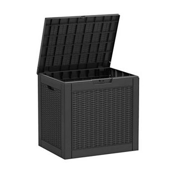 31 Gallon Lockable Outdoor Resin Deck Box Waterproof UV Resistant