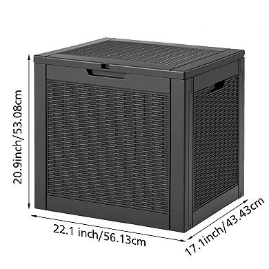 31 Gallon Lockable Outdoor Resin Deck Box Waterproof UV Resistant