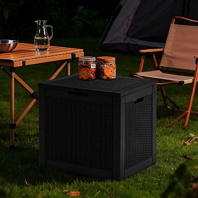 31 Gallon Lockable Outdoor Resin Deck Box Waterproof UV Resistant