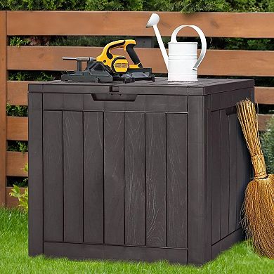 31 Gallon Resin Deck Box Waterproof UV Resistant Outdoor Storage