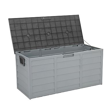 Outdoor Plastic Storage Deck Box 260L Lockable Seat with Wheels