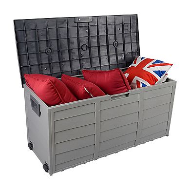 Outdoor Plastic Storage Deck Box 260L Lockable Seat with Wheels