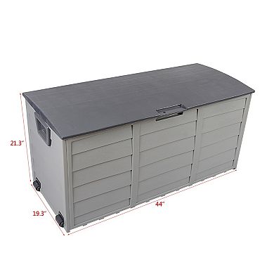 Outdoor Plastic Storage Deck Box 260L Lockable Seat with Wheels