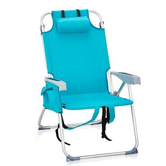 Folding Beach Chair Aluminum Frame 5 Position Adjustable Back 220lb Capacity