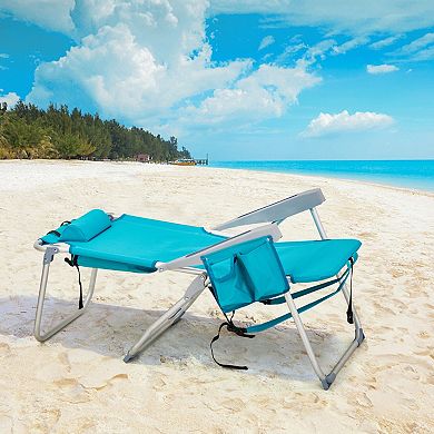 Folding Beach Chair Aluminum Frame 5 Position Adjustable Back 220lb Capacity