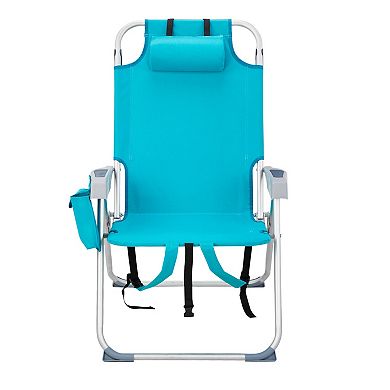 Folding Beach Chair Aluminum Frame 5 Position Adjustable Back 220lb Capacity