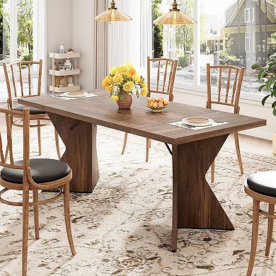 70.9'' Dining Table for 6, Farmhouse Rectangular kitchen Table and Dinner Desk for Dining Room