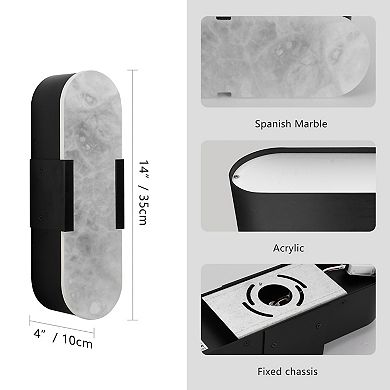 3.5 in. LED Wall Sconce with Marble Shade (Set of 2)