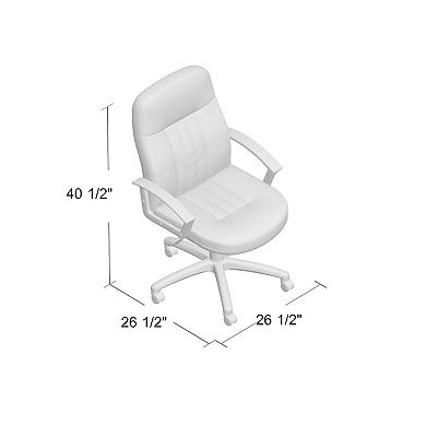 Hugh Mid-Back Manager Chair with Rolling Base, Black Crepe Fabric