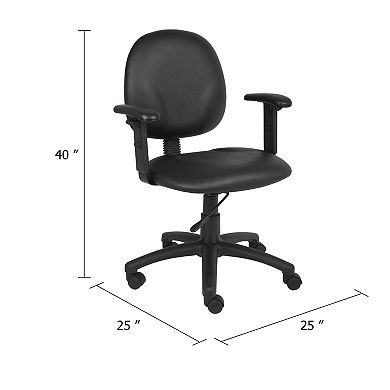 Blair Swivel Task Armchair with Contour Back, Caster Wheel, Black Vinyl
