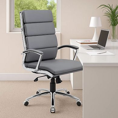 Dave Tall Executive Swivel Armchair, Chrome Finish, Vinyl