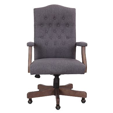 Jake Executive Armchair with Driftwood Finish, Tufted Linen