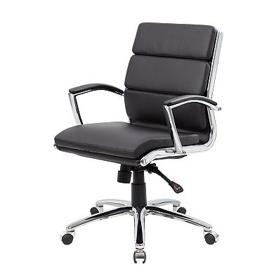 Dave Executive Swivel Armchair with Metal Chrome Finish, Vinyl