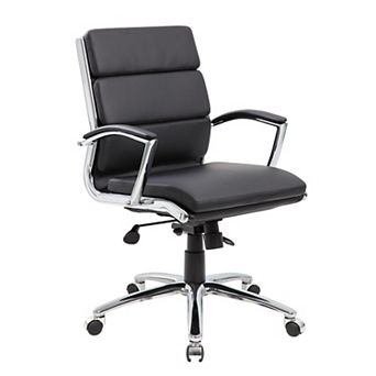 Dave Executive Swivel Armchair with Metal Chrome Finish, Vinyl