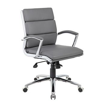 Dave Executive Swivel Armchair with Metal Chrome Finish, Vinyl