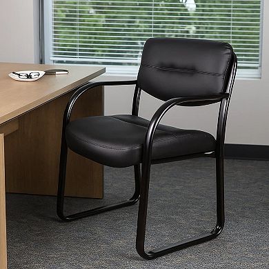 Kate Guest Armchair with Sled Base, Steel Frame, Faux Leather