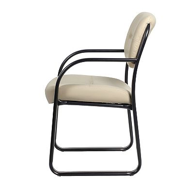 Kate Guest Armchair with Sled Base, Steel Frame, Faux Leather