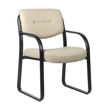 Kate Guest Armchair with Sled Base, Steel Frame, Faux Leather