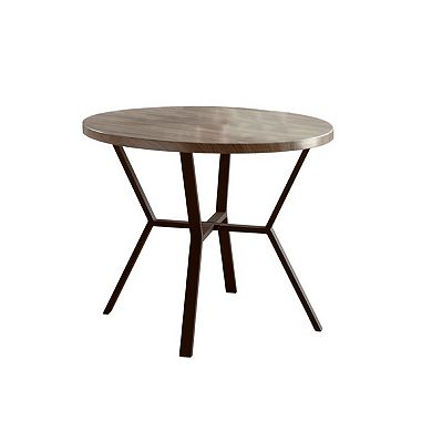 Jiho 5pc Dining Table and 4 Chairs Set, Graywash, Black Metal Base
