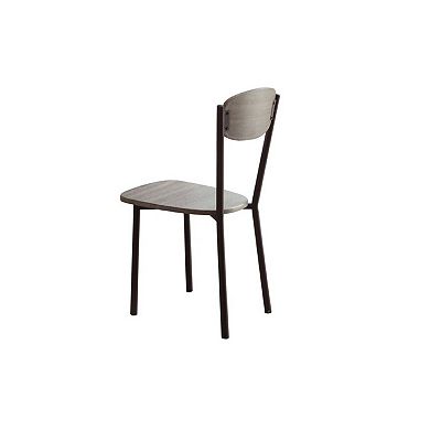 Jiho 5pc Dining Table and 4 Chairs Set, Graywash, Black Metal Base