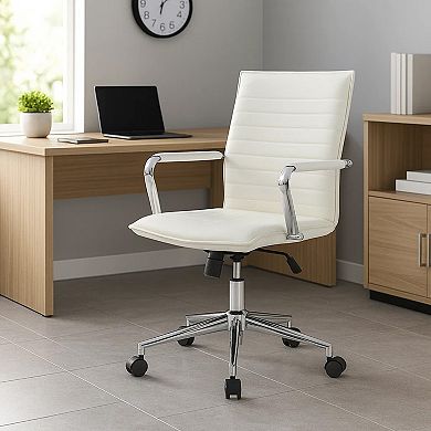 Kenny Commercial Grade Rolling Office Armchair, Vinyl