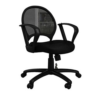 Lene Swivel Office Armchair, Black Mesh, Rolling Metal Frame