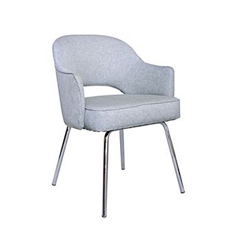 Guest Armchair, Granite Gray Linen, Chrome Legs, Semi Open Back