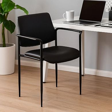Jill Diamond Stacking Chair, Square Waterfall Seat, Black Caressoft