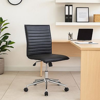 Haily Rolling Armless Commercial Grade Chair with Base, Vinyl