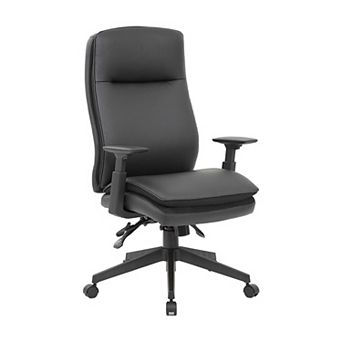 Executive Office Chair, Black Soft Vinyl, Nylon Base, 3 Paddle Tilt