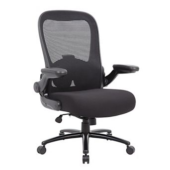 Heavy Duty XL Armchair, Black Mesh, Steel Frame, Wheels, Swivel Seat