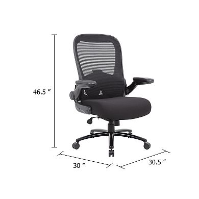 Heavy Duty XL Armchair, Black Mesh, Steel Frame, Wheels, Swivel Seat