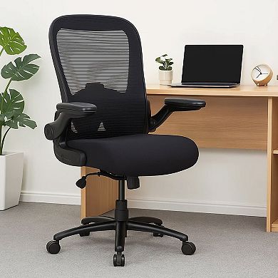 Heavy Duty XL Armchair, Black Mesh, Steel Frame, Wheels, Swivel Seat