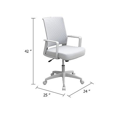 Commercial Rolling Task Chair, Gray Mesh, Foam Seat, Fixed Nylon Arms