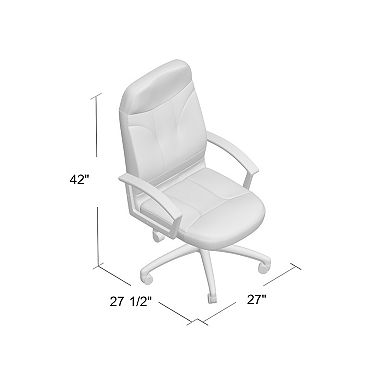 Jian High-Back Office Chair with 5 Hooded Wheels, Black Faux Leather