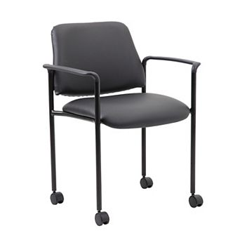 Jill Diamond Stacking Chair, Hooded Wheels, Waterfall Seat, Black Vinyl