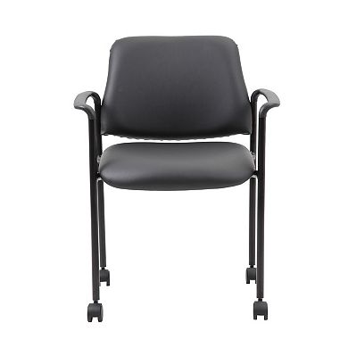 Jill Diamond Stacking Chair, Hooded Wheels, Waterfall Seat, Black Vinyl