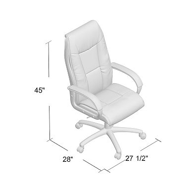 Executive Office Chair with Padded Arms, Faux Leather, Tilt Tension