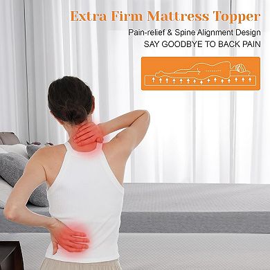 Opoiar Extra Firm 3-Inch Mattress Topper with High-Density Foam and Removable Cover