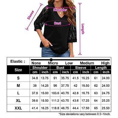 Women's Elegant V Neck 3/4 Sleeve Chiffon Blouses Tops Business Casual Work Office Shirts