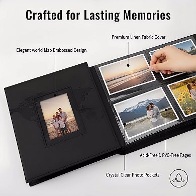 Linen 4x6 Photo Album 1000 Pockets for All Occasions Black