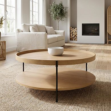 Starlight Canyon Home Coffee Table with Iron Frame and Solid Wood Top Durable Design